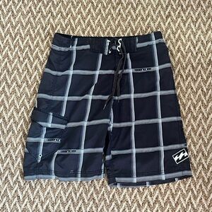 Black and White Plaid Board Shorts